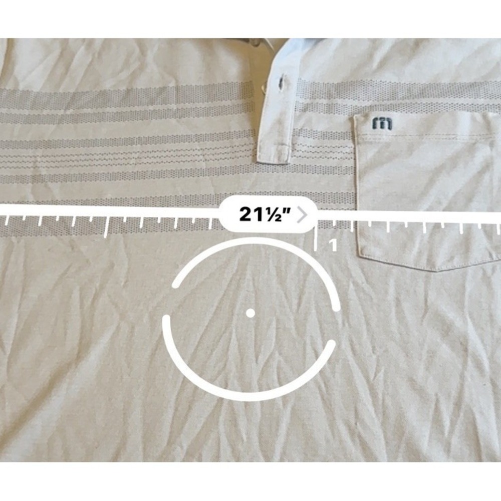 Travis Mathew Polo Shirt Mens XL White Striped Short Sleeve Regular Fit Golf - Picture 5 of 7